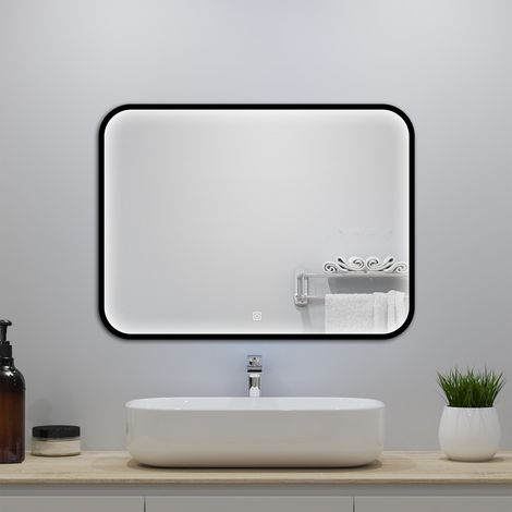 Miroir LED pour Salle de Bain 90x70 cm - Anti-Buée, Lumière tricolore et Dimmable