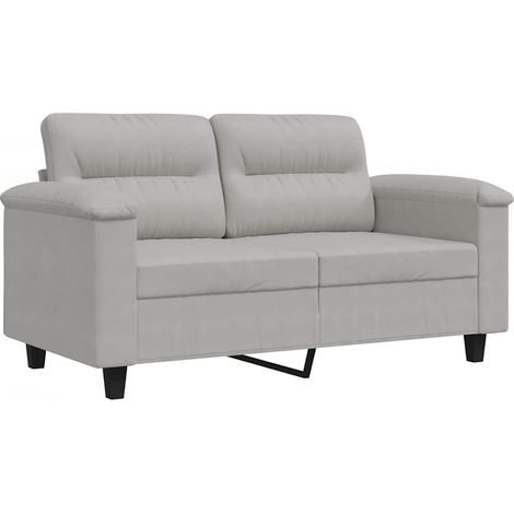 Divano a 2 Posti Sofa Grigio Chiaro 120 cm in Tessuto Microfibra (1/5)