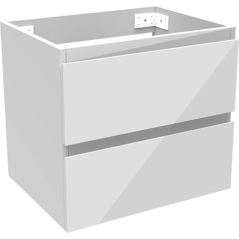 Acazanble Bathroom Vanity Unit Base Cabinet Cupboard Cloakroom Storage Furniture, Soft Close Drawers, Wall Hung, Gloss White, 50x38.5x45cm
