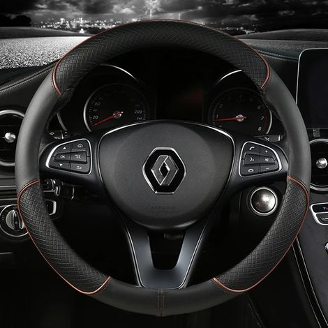 Housse de volant en cuir (forme O) pour Renault Scenic, Clio, Laguna 2, 3, 4, 5, Kangoo, Fluence, Megane, Trafic, Talisman, Twingo, Kaptur (1/5)