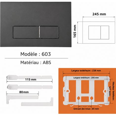 Plaque de commande WC encastré petit format carré ABS gris pistolet gris réf 3331 0,25 × 0,17 × 0,04 cm 700 g – Livraison gratuite