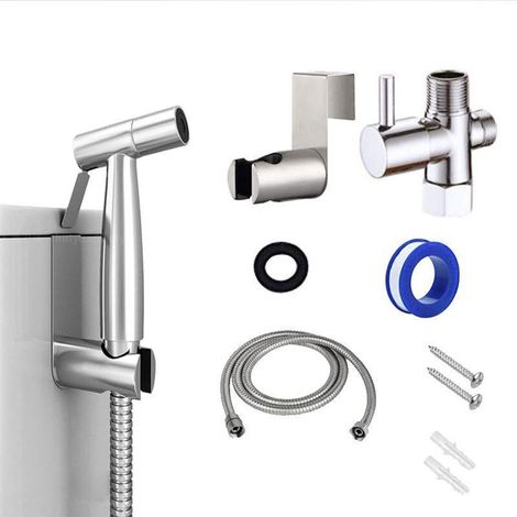 Toilet shower kit, thermostatic mixer, handheld shower head for intimate hygiene, anti-scald in chrome-plated brass, bidet and toilet spray set, bidet shower (1/5)