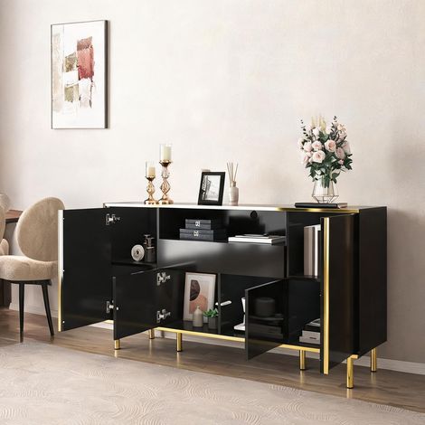Buffet coloris noir en mDF panneau de particules (1/5)