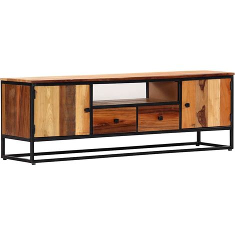 vidaXL Meuble TV 120 x 30 x 40 cm Bois de récupération massif et acier (1/5)
