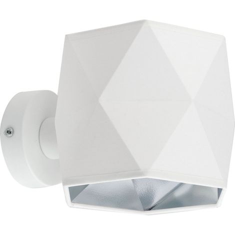 Up Down Wandlampe Stoff Weiß Silber H: 14 cm E27 Modern Wohnzimmer Flur Wandleuchte