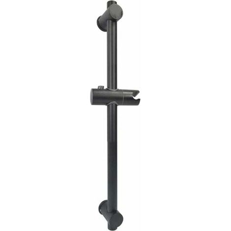 Barra de ducha negra de acero inoxidable 304 con soportes ajustables en altura y ángulo, cepillada, altura total 660 mm, de DEBUNS (1/5)