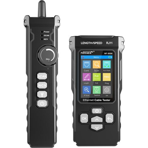 Testeur de réseau NOYAFA NF-8506 avec wattmètre optique, testeur de câbles RJ45, RJ11, CAT5 et CAT6, test de vitesse IP, PoE, Ping, TDR, NCV, détecteur de câbles téléphoniques (1/5)