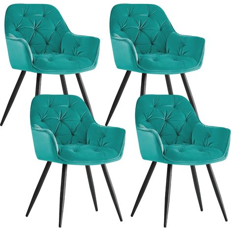 AINPECCA 4PCS Dining Chairs Velvet Padded Seat Metal Legs Kitchen Chair Home Office (Yellow,4PCS)