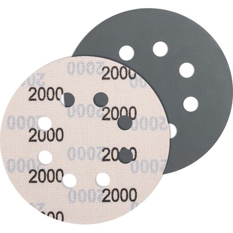 Lot de 5 Disques abrasifs 125 mm Grain 2000 8 trous Carbure de silicium Pour ponceuse excentrique