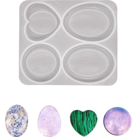 Moule en silicone pour pierre anti-stress à faire soi-même, moules en résine pour pierres de poche relaxantes, moule de coulée époxy pour soulager l'anxiété et le stress, méditation, guérison, Reiki (1/5)