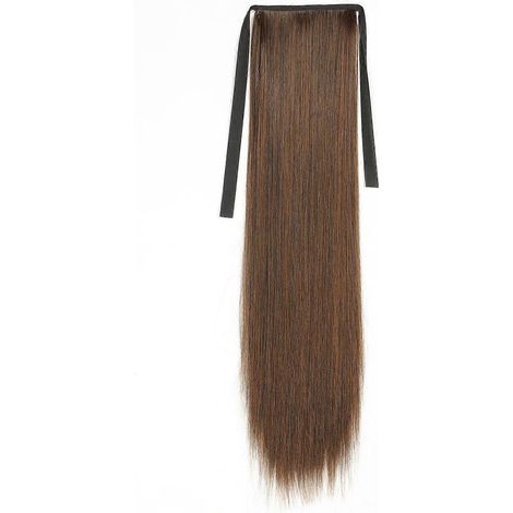 Extension queue de cheval à clip ultra longue, lisse et soyeuse, cheveux synthétiques, 56 cm (22 pouces).