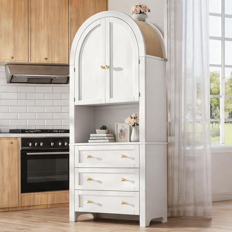 Buffet coloris blanc en MDF 70 x 35 x 180 cm (1/5)