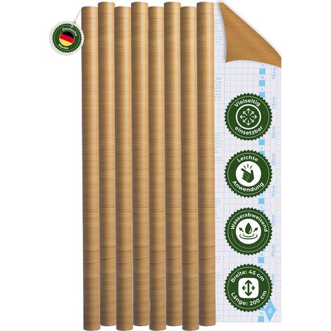 Klebefolie Klebefolie Möbel – Möbelfolie selbstklebend Holzoptik Fichte Beige 2er Set, 2 x 45 x 200 cm, zuschneidbar, rückstandsfrei entfernbar – Veluxis