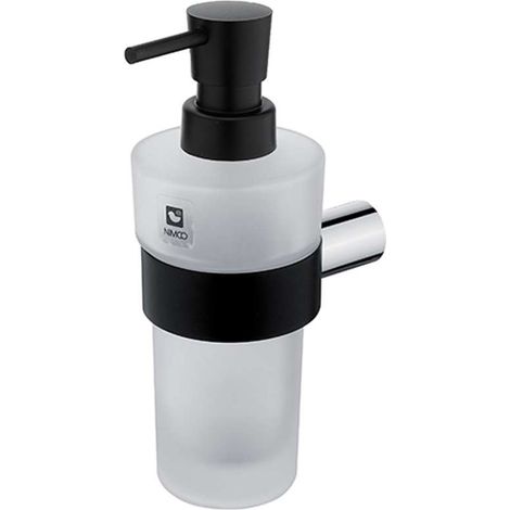 Nimco Nava - Seifenspender mit Halter, schwarz matt / chrom / Milchglas NA 28031W-T-b
