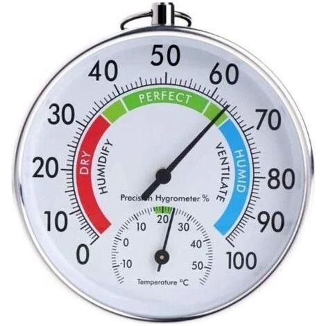 Thermomètre-hygromètre rond d'intérieur/extérieur, testeur de température et d'humidité pour jardin, indicateur de climat confortable (1/5)