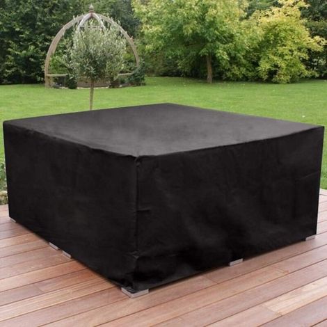 Housse de Protection Salon de Jardin, Oxford Fabric 210D Bache de Protection étanche d'extérieur avec Anti UV Revêtement Intérieur, Cube 126 x 126 x 74 cm,Noir