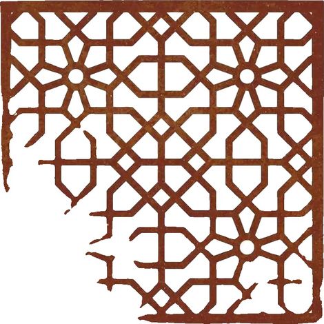 Décoration Murale, Acier Corten, Design Marocain, Kaki Foncé (1/2)