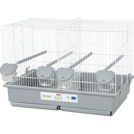 Cage d'élevage oiseaux - Zolux - Primo Cati - Pour canari mandarin - 57 x p34.5 x 41 cm - Blanc et gris (1/2)
