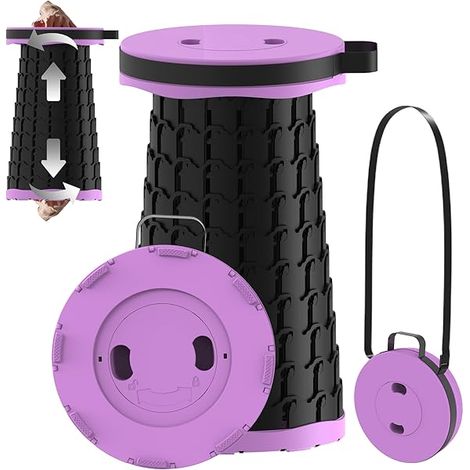 Tabouret Pliable Réglable - Hauteur Réglable 7 à 46 cm - Charge Maximale 272 kg - Léger 1,24 kg - Diamètre 26 cm - Pour Camping Pêche Randonnée Extérieur Intérieur (1/3)