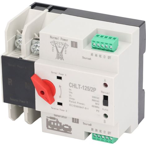 Commutateur transfert automatique bipôle 2P CHLT 125 PC argent 80A 230V pour magasin centre commercial interrupteur secours anti-feu (1/5)