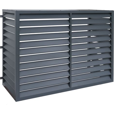 Copertura per climatizzatore/pompa di calore HHG-573, protezione per condizionatore, metallo 132x175x75cm, antracite (1/5)