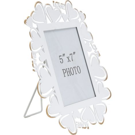 Cornice portafoto Heart cuori e scritte Love bianco e oro 12,5x17,5