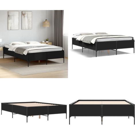 Bettgestell Schwarz 120x190 cm Holzwerkstoff und Metall - Bettes - Doppelbett - Boxspringbetten - Lattenrost - Bettrahmen - Home & Living (1/5)