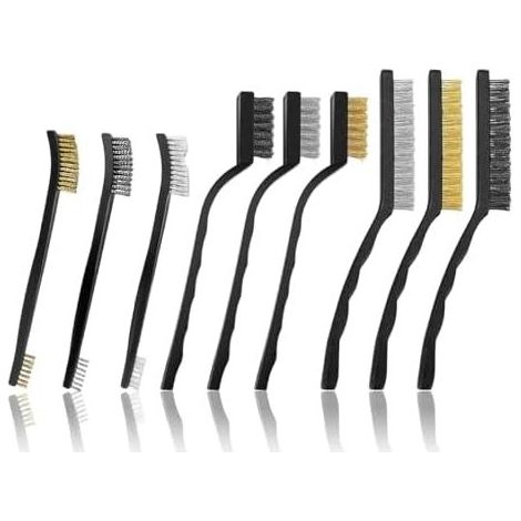 Hochwertiges Metall-Handbürstenset – Praktisches und robustes 9-teiliges Set aus Edelstahl, Messing und Nylon, ergonomisches, kompaktes Design für Werkstatt, Haushalt und Outdoor-Einsatz (1/5)