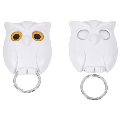 Crochets Porte-Clés Magnétiques de Hibou Blanc, Lot 2, sans Perçage, Organisateur Mural Compact pour Entrée et Rangement Clés Pratique - (1/5)