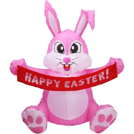 Lapin de Pâses gonflable 1,5 m avec éclairage LED pour jardin, pelouse ou décoration de fête extérieure (1/5)