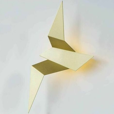 Applique murale oiseau moderne à DEL pour chambre à coucher (12,8 po) (or) (1/4)