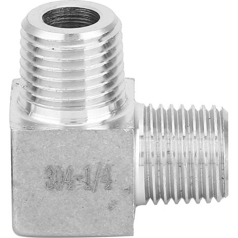 Raccord Coude 90 Degrés - Acier Inoxydable 304 - Filetage BSPT 1/4 Pouce Mâle Mâle - Pour Eau Gaz Huile - Lot De 1 (1/5)