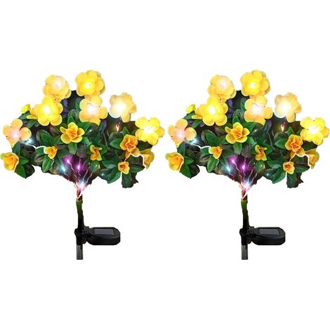 Lumières solaires extérieures d'azalée décoratives de jardin solaire artificielles fleur 2pcs Jaune (1/5)