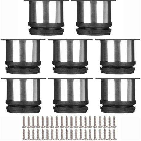 Selected Lot de 8 Pieds de Meubles, Pied Cuisine Réglables Ø 50 mm/Hauteur 50 mm Ronds Métal Acier Inoxydable Canapé Jambe Table Pieds (1/5)