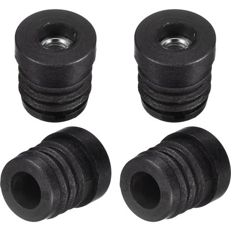 4pcs Rond Noir Tube Insert Plastique avec M6 Filetage pour 19mmOD (1/5)