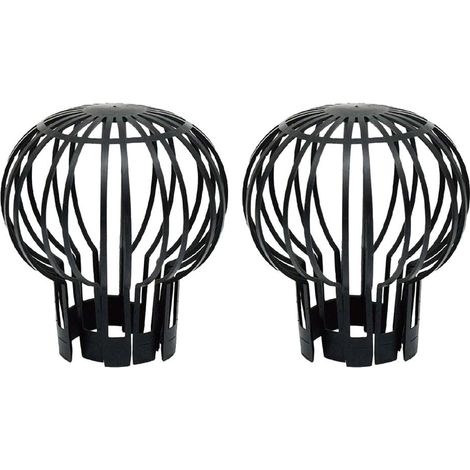 Lot de 2 bouchons de protection de gouttière en plastique pour tuyau de descente - Anti-obstruction des feuilles, de la mousse, de la boue, des boules et autres débris - Noir (1/5)