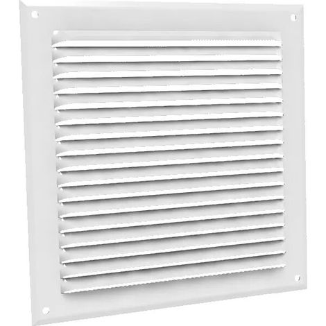 Grille permanente en applique - avec moustiquaire - Laquée blanc - 240 x 190 mm