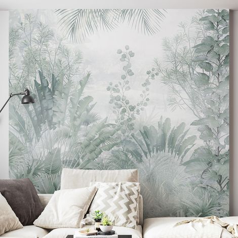 Papier peint panoramique - Plantes tropicales - 130 cm x 130 cm (1/4)
