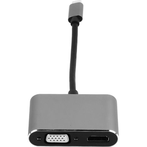Adaptateur USB-C vers VGA (interface multimédia HD) 2 en 1, hub de sortie vidéo HD multifonctionnel de type C (1/5)