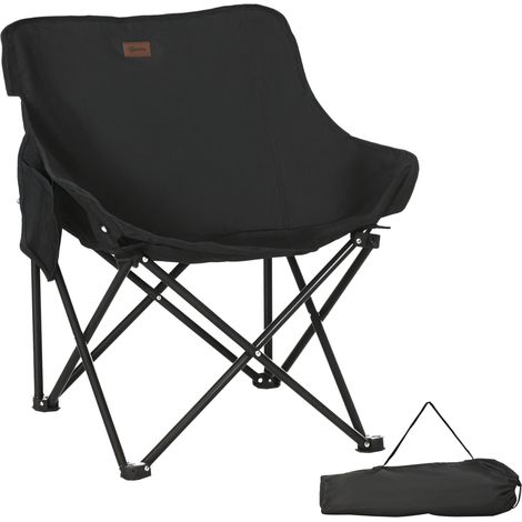 Outsunny Folding Camping Chair with Carrying Bag and Storage Pocket Black (1/5)