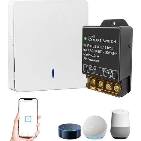 Relais Interrupteur Intelligent 30A 220V/230V, Télécommande par App, Contrôle Vocal Compatible (1/5)