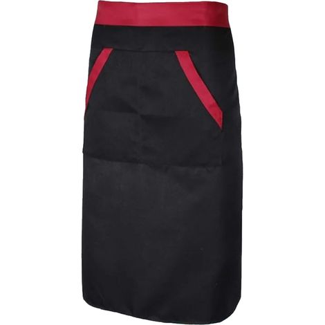 Tablier de chef à la taille, résistant aux taches, respirant et épais, demi-tablier pour homme avec 2 poches, idéal pour cuisiner, griller, nettoyer et pâtisser. (1/5)