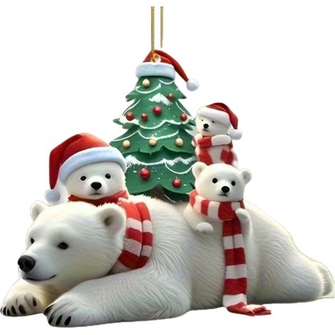 Guirlande En Acrylique - Décoration Arbre De Noël Ours - Pour Arbre Porte Mur Intérieur Extérieur - Lot De 1 Pièce (1/5)