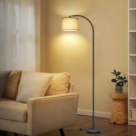 Oraymin LED Stehlampe Wohnzimmer Industrial Vintage – Stehleuchte mit verstellbarem Leinen-Lampenschirm, 12W LED Leseleuchte 3000K inkl., Höhe 170 cm, stabiler Stand