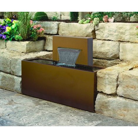 Fontana a Cascata da Giardino 100x45xH90 cm in Metallo con Pompa Corten