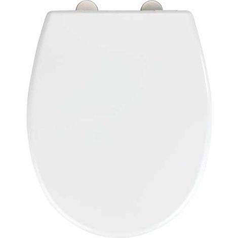 WENKO Copriwater con freno di caduta "easy close" Vorno Neo, copriwater rimovibile con fissaggio in acciaio inox "fix clip", Duroplast, superficie antibatterica, 37x46 cm, Bianco (1/5)