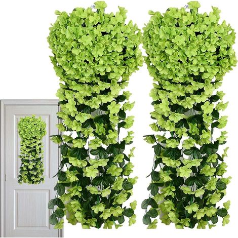 Fleurs Artificielles Violettes et Vertes Hydrangées Suspendues pour Mur Mariage Balcon Guirlande de Fête Fenêtre Déco Jardin 2pcs (1/5)