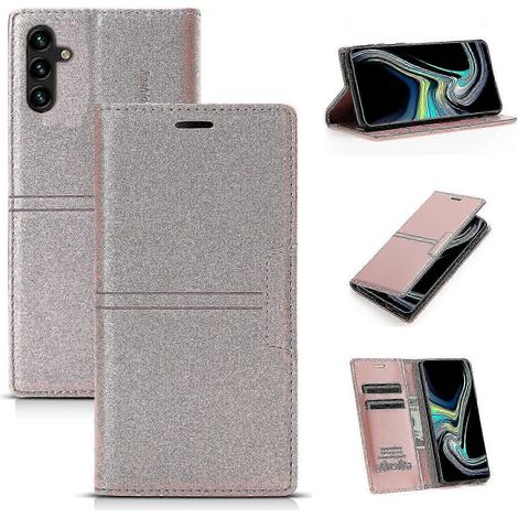 Étui de téléphone compatible Samsung Galaxy A14 5G en cuir PU anti-rayures avec fermeture magnétique et protection intégrale. Coque intérieure en TPU avec support et portefeuille intégré. (1/5)