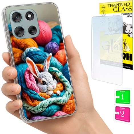 Funda para Motorola Moto G56 con foto y parte trasera con gráfico de conejo + cristal (1/5)