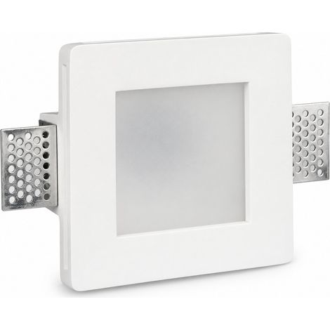 KOSOOM C1260FB Portafaretto Quadrato da Incasso in Gesso con Vetro Opaco GU10 MR16 (1/3)